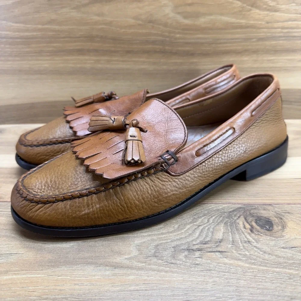 Weejuns‎ GH Bass Stratton Loafers Mens 10 M Cognac Tan Kiltie Tassel